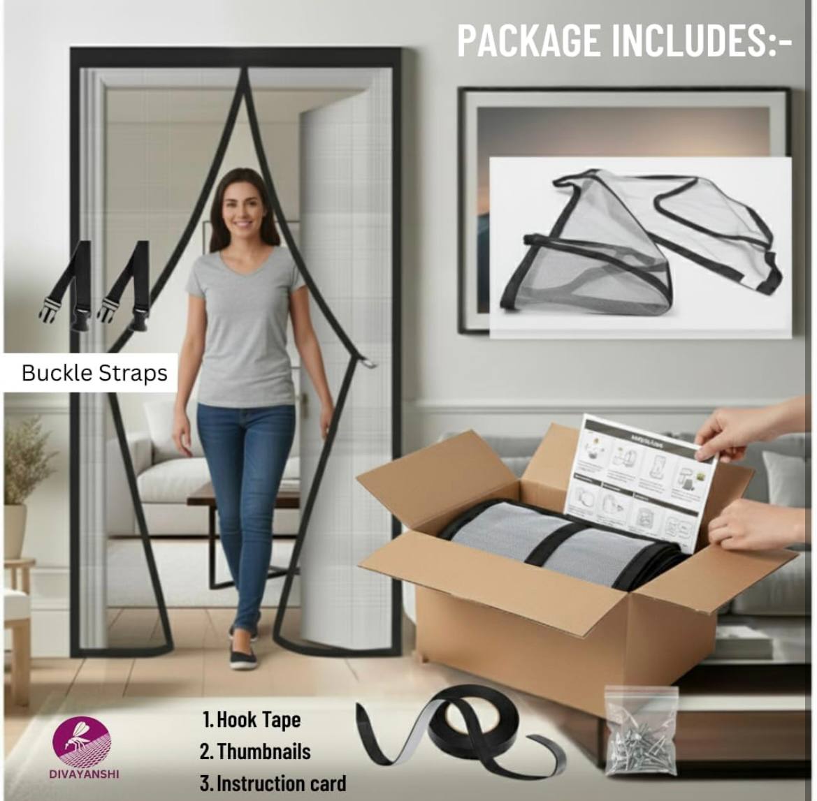 Magnetic Mosquito Screen Door Curtain | Auto-Close Mesh | No Drilling | Fresh Air Protection